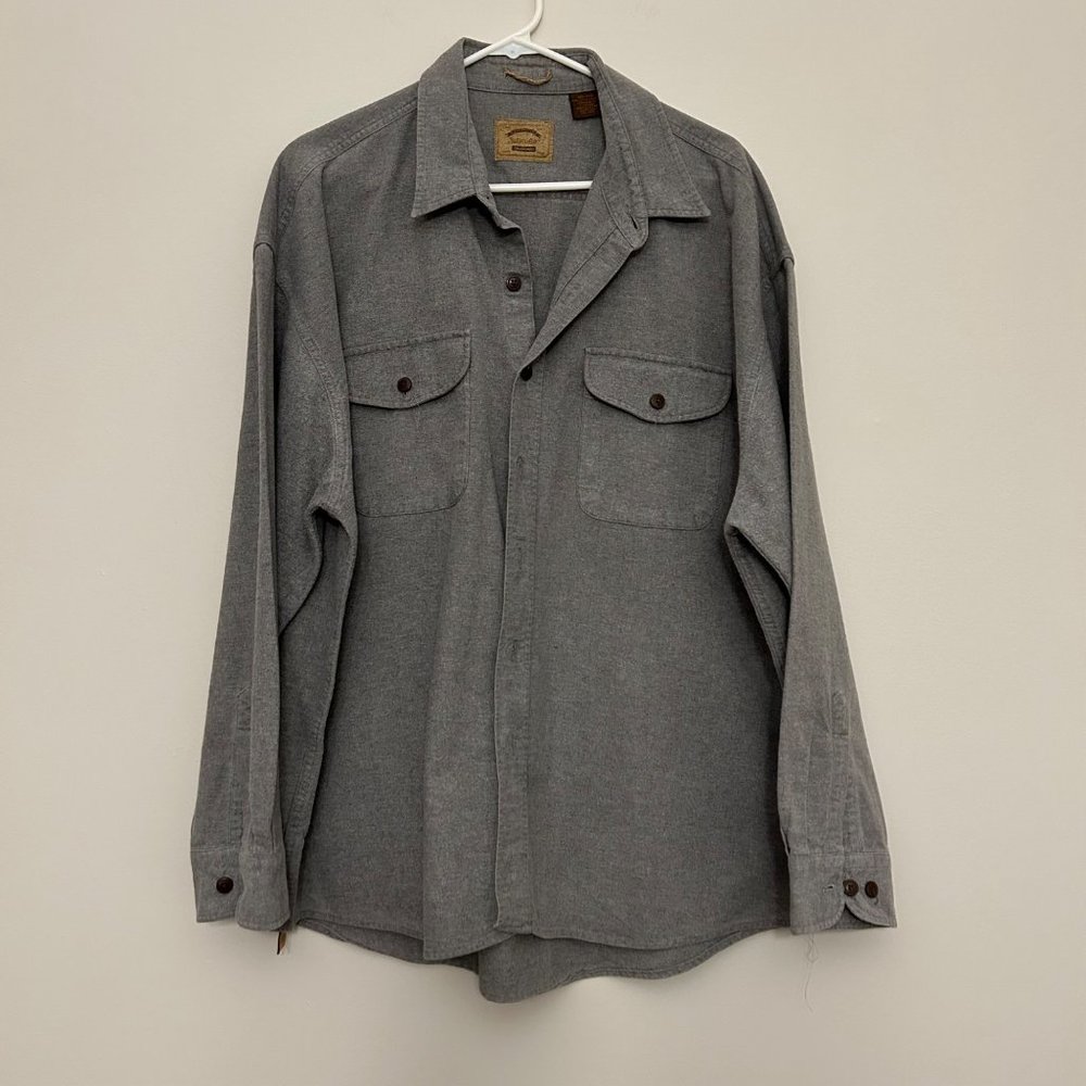 St Johns Bay Thick Jacket Shirt Button Down Cotton Gray Size XXL